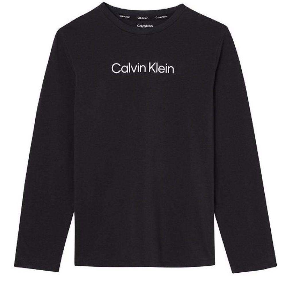 Calvin Klein Black Long Sleeve Logo Sleep Shirt Size Medium